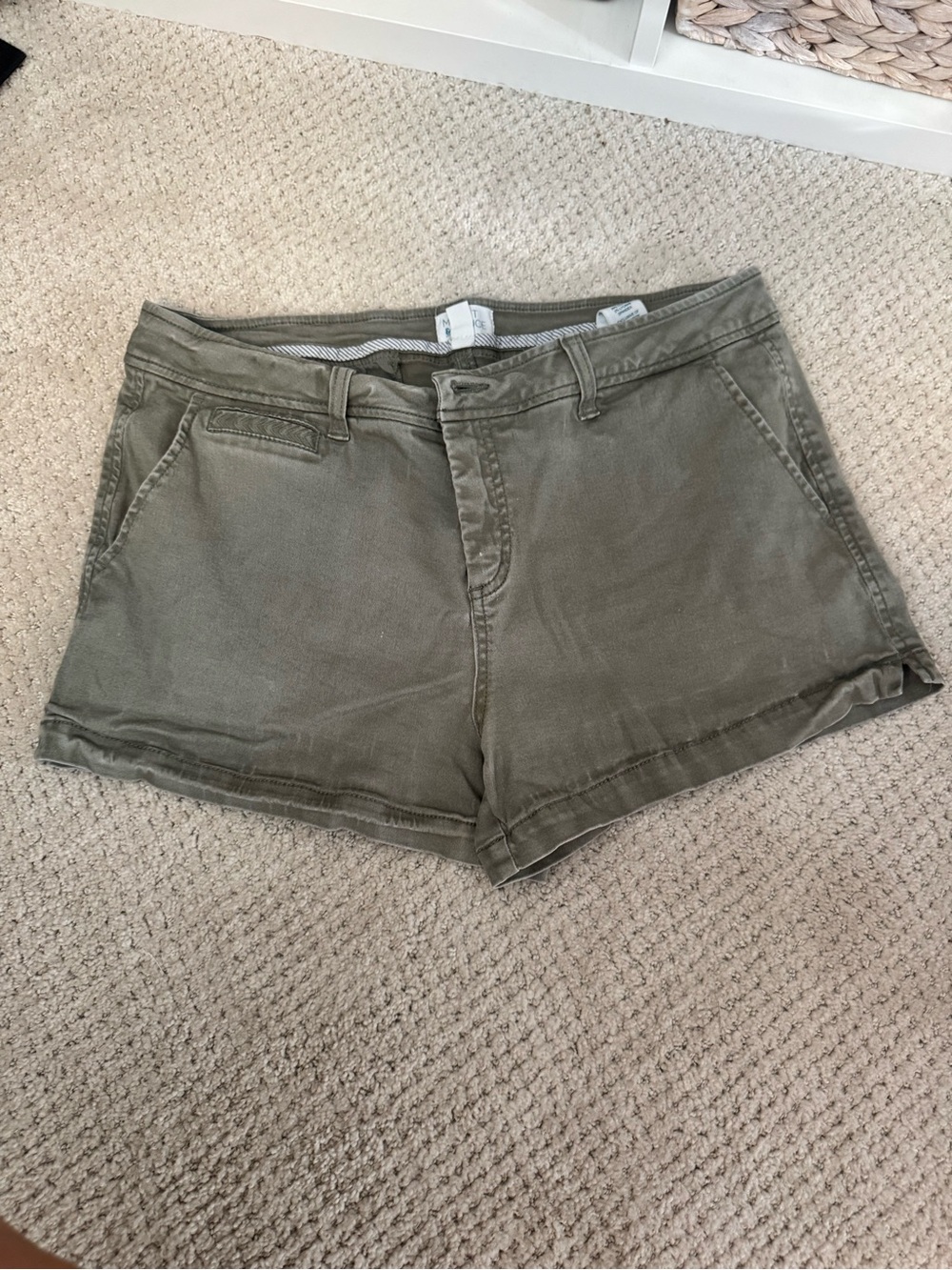 Market & Spruce Olive Green Cotton Casual Shorts